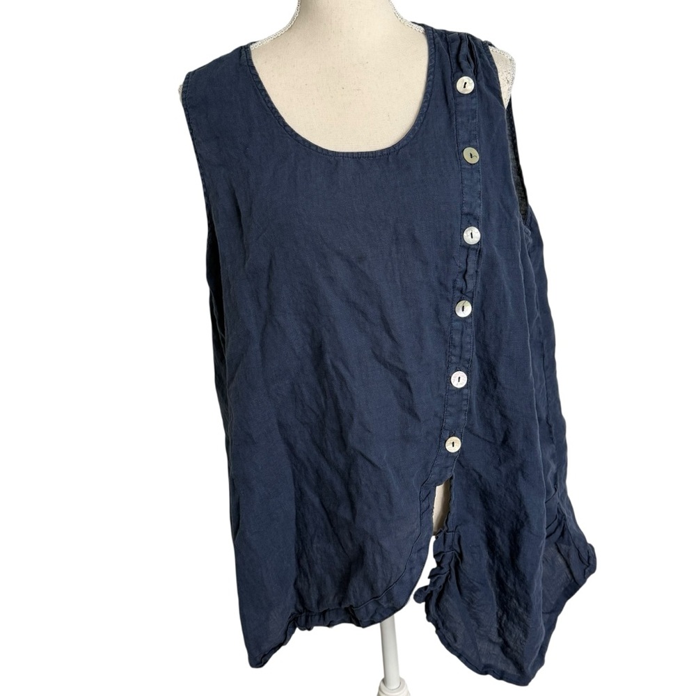 Navy Blue Button-Down Tank Top
